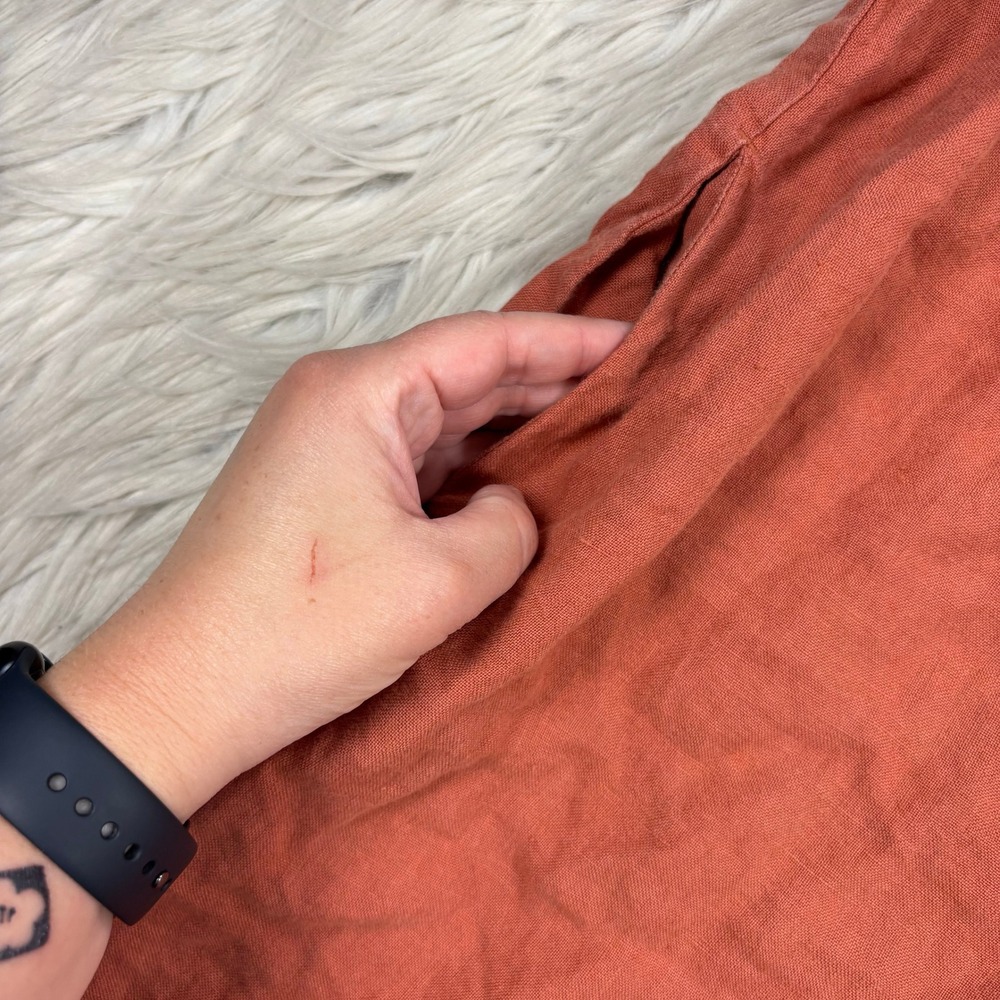 Not Perfect Linen Women's XS Orange Rennes Oversized 100% Linen Shift Dress - Picture 3 of 5